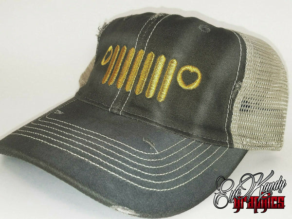 Two Tone Beige/Brown-Grey Jeep Hat ~ Jeep Life ~ Jeep Hat ~ Go Topless  ~ Jeep logo
