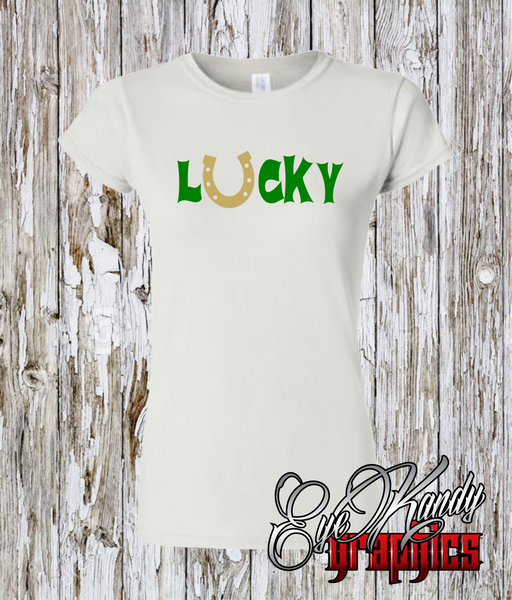 Lucky Horseshoe ~ St. Patrick's Day tee ~ Ladies, Youth, Toddler, and Infant sizes available
