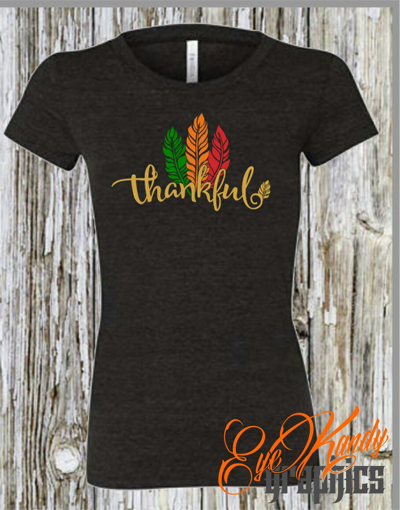 Thankful Feather Shirt - Cute Fall Shirts for Women - Womens Shirts for Fall - Vinyl Shirts