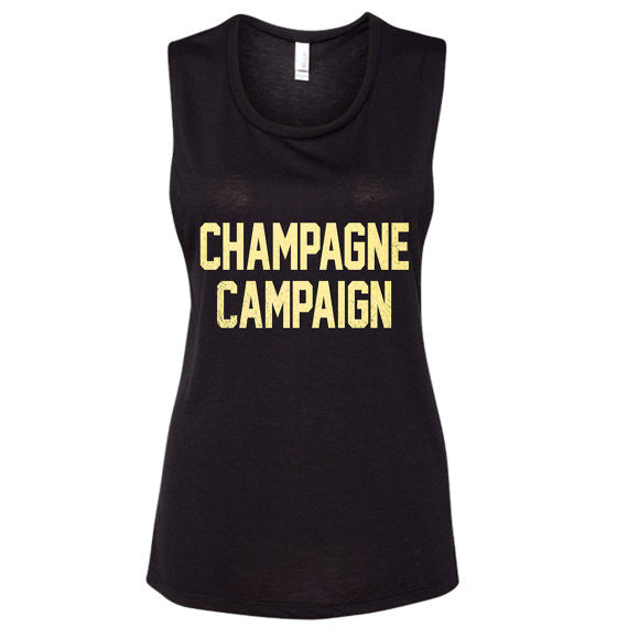 Champagne Campaign ~ MUST HAVE ~Bella Muscle Tank ~ Sunday Funday ~ NYE Holiday shirt