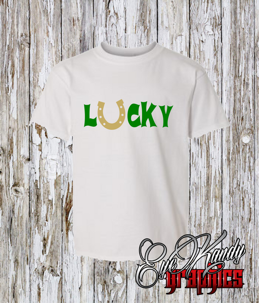 Lucky Horseshoe ~ St. Patrick's Day tee ~ Ladies, Youth, Toddler, and Infant sizes available